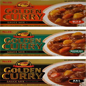 S&B ゴールデンカレーソースミックス、マイルド、中辛、辛口 7.8 オンス (3 個パック) S&B Golden Curry Sauce Mix, Mild,Medium Hot and Hot 7.8-Ounce (Pack of 3)