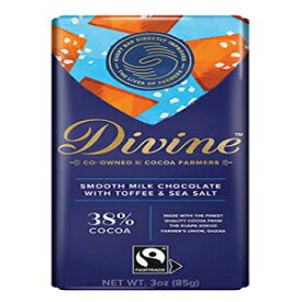 Divine Chocolate Bars - トフィー＆シーソルト入りミルクチョコレート - フェアトレードココア、天然成分、人工香料不使用 | 3オンス バー (12 パック) Divine Chocolate Bars - Milk Chocolate with Toffee & Sea Salt - Made with Fairtrad