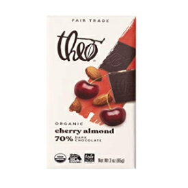 テオ チョコレート チェリー アーモンド オーガニック ダーク チョコレート バー、カカオ 70%、12 パック | ビーガン、フェアトレード Theo Chocolate Cherry Almond Organic Dark Chocolate Bar, 70% Cacao, 12 Pack | Vegan, Fair Trade