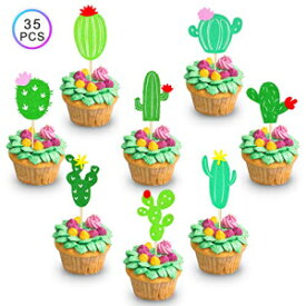 サボテンカップケーキトッパー誕生日ベビーシャワーパーティーの好意用品フィエスタサボテンラマテーマケーキデコレーション32個 Zoin Cactus Cupcake Toppers Birthday Baby Shower Party Favors Supplies Fiesta Cactus Llama Theme Cake Decorations 32