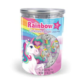 Rainbow Unicorn バルクキャンディリング ロリポップ - イースターバスケットの詰め物、イースターエッグの詰め物、パーティーの記念品用のハードキャンディリング、15個パック Rainbow Unicorn Bulk Candy Ring Lollipops - Hard Candy Rings for Easter
