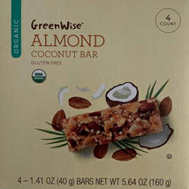 GreenWise USDA オーガニック アーモンド ココナッツ バー、4 本入り箱、1.41 オンス 各、グルテンフリー GreenWise USDA Organic Almond Coconut Bar, box of 4 bars, 1.41 oz. each, Gluten Free