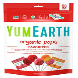 YumEarth オーガニックフルーツフレーバーポップ、ロリポップ 50 個、アレルギー対応、グルテンフリー、非遺伝子組み換え、ビーガン、人工香料や着色料不使用 YumEarth Organic Fruit Flavored Pops, 50 Lollipops, Allergy Friendly, Gluten Free, Non-G