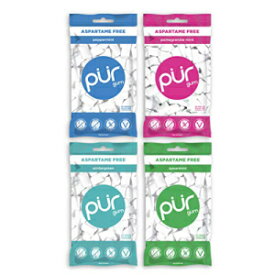 Pur Gum バラエティパック - ペパーミント、ザクロミント、スペアミント、ウィンターグリーン - 各 55 個 Pur Gum Variety Pack - Peppermint, Pomegranate Mint, Spearmint and Wintergreen - 55 Pieces each