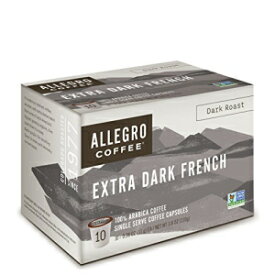 Allegro Coffee エクストラ ダーク フレンチ ロースト コーヒー カプセル、3.8 オンス、10 カラット Allegro Coffee Extra Dark French Roast Coffee Capsules, 3.8 oz, 10 ct