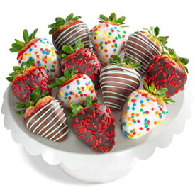 ハッピーバースデーチョコレートで覆われたイチゴ 12 個 12 Happy Birthday Chocolate Covered Strawberries