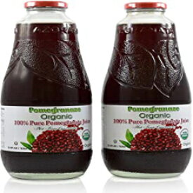 33.8 Fl Oz (Pack of 2), BLUE RIBBON, 100% Pomegranate Juice - USDA Organic Certified - Glass Bottle (2 Pack) No Sugar, No Artificial Colors, No Preservatives, No Flavors Added