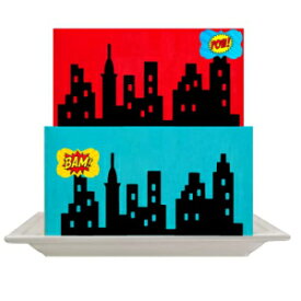 CakeSupplyShop シーニックテーマ スティックオン/レイオンケーキボーダーデコレーショントッパー (スーパーヒーローライトアップシティ背景) CakeSupplyShop Scenic Theme Stick On / Lay On Cake Border Decoration Toppers (Super Hero Lighted Cit