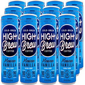 ハイブリューコーヒー、コールドブリュー、メキシカンバニラ、8液量オンス缶（12個パック） High Brew Coffee, Cold Brew, Mexican Vanilla, 8 Fl Oz Can (Pack of 12)