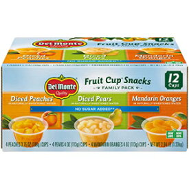 デルモンテ 砂糖無添加 バラエティフルーツカップ (桃、梨、みかん) 4オンス (12個パック) 2002456 Del Monte No Sugar Added Variety Fruit Cups (Peaches, Pears, Mandarin Oranges), 4 Ounce (Pack of 12) 2002456