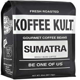 Koffee Kult スマトラ マンデリン コーヒー豆、全豆 - Koffee Kult による新鮮なロースト (32 オンス) Koffee Kult Sumatra Mandheling Coffee Beans, Whole Bean - Fresh Roasted by Koffee Kult (32oz)