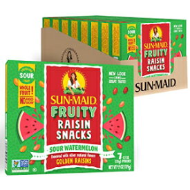Sun-Maid - 子供用フルーティーレーズンスナック - すっぱいスイカ - 0.7オンス - 56個パック - 丸ごと天然ドライフルーツ - 人工香料不使用 - 非遺伝子組み換え Sun-Maid - Fruity Raisins Snacks for Kids - Sour Watermelon - 0.7 Ounce - P