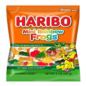 ハリボー グミ キャンディ、ミニ レインボー カエル、5 オンス バッグ(12個入り) Haribo Gummi Candy, Mini Rainbow Frogs, 5 oz. Bag (Pack of 12)