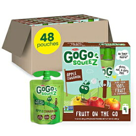 GoGo squeeZ フルーツ・オン・ザ・ゴー、アップルシナモン - リンゴとシナモンから作られたおいしい子供向けアップルソーススナック - 子供向けグルテンフリースナック - ナッツと乳製品不使用 - ビーガンスナック、3.2オンス (48袋) GoGo squeeZ Fruit on
