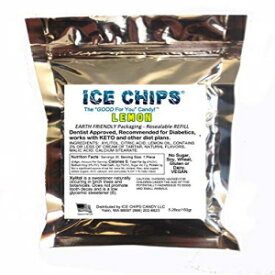 ICE CHIPS キシリトール キャンディ、5.28 オンスの大きな再密封可能なポーチ入り。低炭水化物＆グルテンフリー（レモン） ICE CHIPS Xylitol Candy in Large 5.28 oz Resealable Pouch; Low Carb & Gluten Free (Lemon)