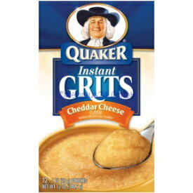 Quaker、インスタント、チェダーチーズ風味グリッツ、12オンスボックス（4個パック） Quaker, Instant, Cheddar Cheese Flavored Grits, 12oz Box (Pack of 4)