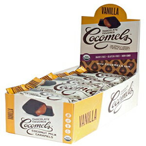 チョコレートで覆われたココメル-ココナッツミルクキャラメル-オーガニック、コッシャー、非GMO、ビーガン-乳製品なしで作られました（バニラ、15パック） Chocolate-covered Cocomels - Coconut Milk C