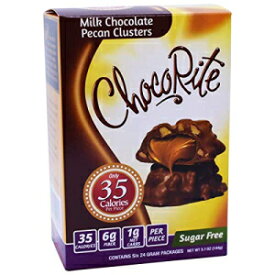 チョコレート チョコレート バリュー パック - 24 グラム バー 6 個 - 砂糖不使用 - 1 個あたり 35 カロリー (ミルク チョコレート ピーカン クラスター) CHOCORITE CHOCOLATE VALUE PACK -6 24 GRAM BARS-SUGAR FREE-35 CALORIES PER PIE