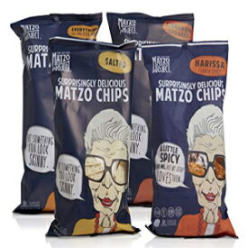 Matzo チップス、大きな袋のバラエティパック (すべて、塩味、シナモンシュガー、ハリッサ)、The Matzo プロジェクト、コーシャ、ビーガン、ナッツフリー、トランス脂肪なし、人工物なし、6 オンス、4 個パック Matzo Chips, Variety Pack of Large Bags (