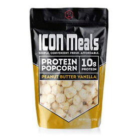 ICON Meals プロテインポップコーン、高プロテインポップコーン、オールナチュラル、エアポップ、砂糖無添加、プロテイン 10g、1 袋 (8.5 オンス、ピーナッツバターバニラ) ICON Meals Protein Popcorn, High Protein Popcorn, All Natural, Air Poppe