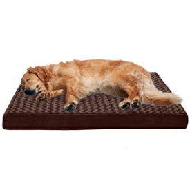Furhaven ペットベッド 犬と猫用 - 超豪華なカーリーフェイクファーとスエードマットレス 卵箱 整形外科用犬用ベッド、取り外し可能で洗濯機で洗えるカバー - チョコレート、ジャンボ (XL) Furhaven Pet Bed for Dogs and Cats - Ultra Plush Curly F