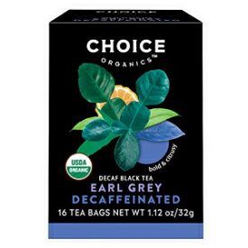 Choice Organics - カフェインレス アール グレイ ティー (1 パック) - オーガニック紅茶 - 16 ティーバッグ Choice Organics - Decaffeinated Earl Grey Tea (1 Pack) - Organic Black Tea - 16 Tea Bags
