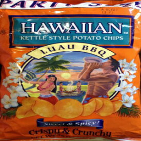 ハワイアン、ケトルスタイルポテトチップス、ルアウバーベキュー、スイート＆スパイシー、パーティーサイズ、16オンスバッグ（2個パック） Hawaiian, Kettle Style Potato Chips, Luau BBQ, Sweet & Spicy, Party Size, 16oz Bag (Pack of 2)