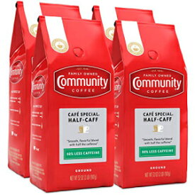Community Coffee Café スペシャルハーフカフグラウンドコーヒー、ミディアムダークロースト、32オンスバッグ（4個パック） Community Coffee Café Special Half-Caff Ground Coffee, Medium Dark Roast, 32 Ounce Bag (Pack of 4)