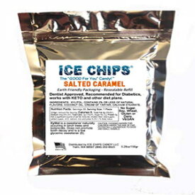 ICE CHIPS キシリトール キャンディ、5.28 オンスの大きな再密封可能なポーチ入り。低炭水化物＆グルテンフリー（塩キャラメル） ICE CHIPS Xylitol Candy in Large 5.28 oz Resealable Pouch; Low Carb & Gluten Free (Salted Caramel)