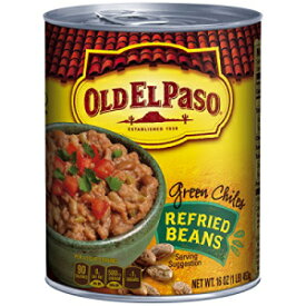 オールド エルパソ リフライドビーンズ、グリーンチリ入り、16オンス (12個パック) Old El Paso Refried Beans with Green Chiles, 16-Ounce (Pack of 12)