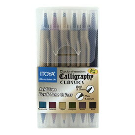 伊東屋 ダブルヘッダー カリグラフィーマーカーセット チゼルチップ2本 1.5mmと3.0mm 6色セット (CL-200) Itoya Doubleheader Calligraphy Marker Set, 2 Chisel Tips, 1.5mm and 3.0mm, Set of 6 Colors (CL-200)