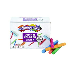 Colorations CNODUST ダストレスカラーチョーク、100 個バルクパック、お買い得、マルチカラー、子供、教室、学習、描画、作成、遊び、無毒、3 インチ x 3/8 インチ Colorations CNODUST Dustless Colored Chalk, 100 Piece Bulk Pack, Value, Multi-Co