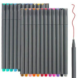 ファインライナーカラーペン24本セット、Taotree細線カラースケッチ書き込み描画ペン、ジャーナルプランナーのメモ取りや塗り絵用、多孔質細字ペンマーカー 24 Fineliner Color Pens Set, Taotree Fine Line Colored Sketch Writing Drawing Pens for Journa