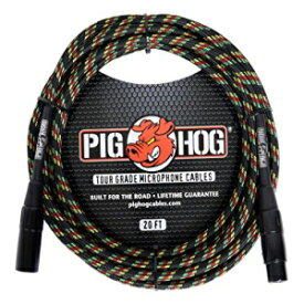 Pig Hog PHM20RAS ラスタストライプ織高性能 XLR マイクケーブル、20 フィート Pig Hog PHM20RAS Rasta Stripe Woven High Performance XLR Microphone Cable, 20 Feet