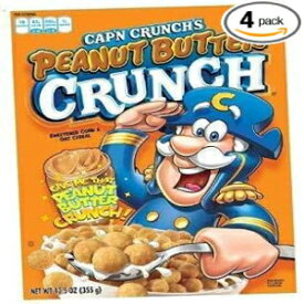 Quaker、Cap'n Crunch、ピーナッツバタークランチシリアル、12.5オンスのボックス（4個パック） Quaker, Cap'n Crunch, Peanut Butter Crunch Cereal, 12.5oz Box (Pack of 4)