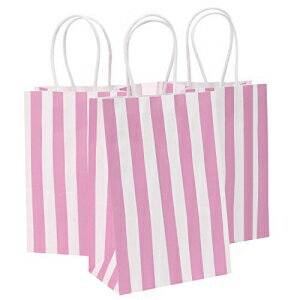  Ronvir Gift Bags 50Pcs Party Favor Bags 5.25 x 3.25 x 8'' Pink And White Gift Bags Small Paper Bags For Business, Party Favor, Goodie, Chrismas, Halloween
