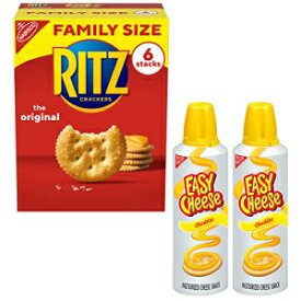 RITZ オリジナル クラッカーと簡単チーズチェダースナック バラエティパック 給食おやつ ファミリーサイズ1箱&2缶 RITZ Original Crackers and Easy Cheese Cheddar Snack Variety Pack, School Lunch Box Snacks, 1 Family Size Box & 2 Cans