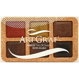 Art Graf 500505 アーティスト水溶性テーラーチョーク 6 美しい色のセット (コルクボックス入り)、アースカラー 6 個セット Art Graf 500505 Artist Water Soluble Tailors Chalk Set of 6 Beautiful Colors (in Cork Box), Earth Tone 6 P