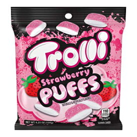 Trolli、ストロベリーパフ、グミキャンディー、4.25 オンス バッグ(3個入り) Trolli, Strawberry Puffs, Gummi Candy, 4.25 oz. Bag (Pack of 3)