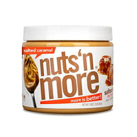 Nuts 'N More ソルテッドキャラメルピーナッツバタースプレッド、プロテイン添加オールナチュラルスナック、低炭水化物、低糖、グルテンフリー、非遺伝子組み換え、高タンパク質フレーバーナッツバター（16オンスジャー） Nuts ‘N More Salted Caramel Peanut Bu