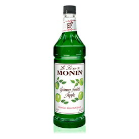 Monin - グラニースミス アップルシロップ、カクテルやレモネードに最適、グルテンフリー、非遺伝子組み換え (1 リットル) Monin - Granny Smith Apple Syrup, Great for Cocktails and Lemonades, Gluten-Free, Non-GMO (1 Liter)