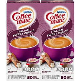 Coffee-mate コーヒークリーマー、イタリアン スイート クリーム リキッド シングル、50 個 (2 個パック) Coffee-mate Coffee Creamer, Italian Sweet Creme Liquid Singles, 50 Count (Pack of 2)