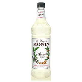 Monin - アーモンドシロップ、甘くて豊かなナッツの香り、自然な風味、コーヒー飲料や特製カクテルに最適、非遺伝子組み換え、グルテンフリー (1 リットル) Monin - Almond Syrup, Sweet and Rich Nutty Aroma, Natural Flavors, Great for Coffee D