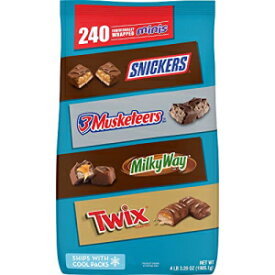 SNICKERS、TWIX、MILKY WAY & 3 MUSKETEERS バラエティパック スーパーボウル ミルクチョコレート キャンディバー 詰め合わせ、240 個袋 SNICKERS, TWIX, MILKY WAY & 3 MUSKETEERS Variety Pack Super Bowl Milk Chocolate Candy Bars Assort