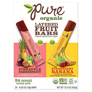 Pure Organic Layered Fruit bar Variety Package, 12 - Pineapple Passionfruit & 12 - Strawberry Banana 0.63 oz (Pack of 24)