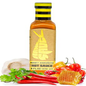 ハンクソース ハバネロホットソース - 新鮮なコリアンダー、ガーリック熟成ペッパー、蜂蜜入りの多用途ホットペッパーソース - エクストラホットハバネロソース - 多目的グルメソース - 8オンス Hank Sauce Honey Habanero Hot Sauce - Versatile Hot Pep