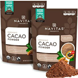 Navitas Organics カカオパウダー、16 オンス バッグ (2 個パック) — オーガニック、非遺伝子組み換え、フェアトレード、グルテンフリー (19-002) Navitas Organics Cacao Powder, 16 oz. Bags (Pack of 2) — Organic, Non-GMO, Fair Tra