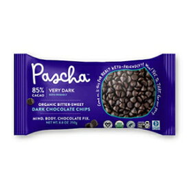 Pascha オーガニック ビタースウィート チョコレート ベーキングチップス 85% カカオ、UTZ、グルテンフリー、非遺伝子組み換え、8.8 オンス (6 個パック) Pascha Organic Bitter Sweet Chocolate Baking Chips 85% Cacao, UTZ, Gluten Free, No
