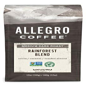 Allegro Coffee レインフォレスト ブレンド グラウンド コーヒー、キャラメル、12 オンス Allegro Coffee Rainforest Blend Ground Coffee, Caramel , 12 oz