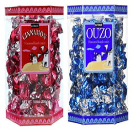 Krinos Ouzo キャンディ – ギリシャのお気に入り – シナモンと甘草風味のおやつ – おいしいハードキャンディ – すべて天然風味 – アルコール不使用、グルテン不使用 – パーティー、パーティー記念品、ギフトに最適 (2パック) Krinos Ouzo Candy -